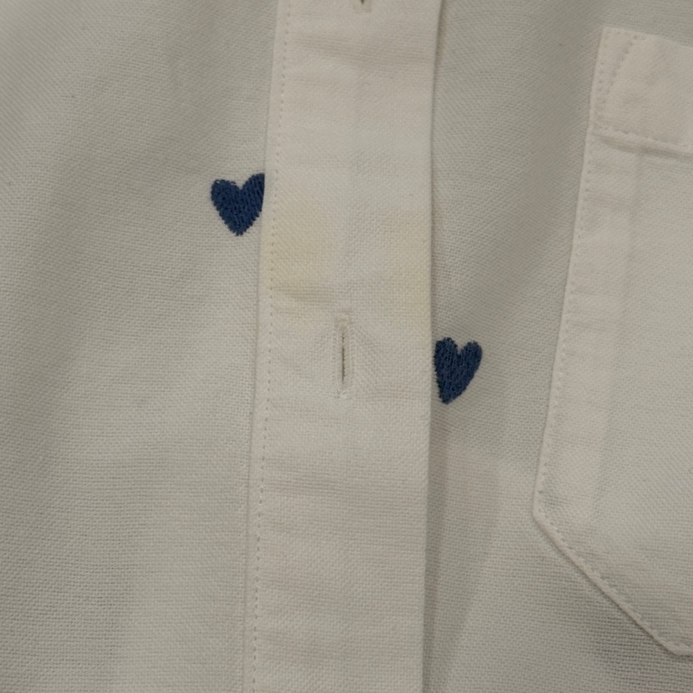 Sezane White Button-Down Shirt with Blue Heart Print - Picture 9 of 9